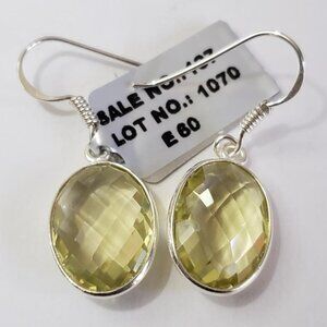 Silver Lemon Quartz (11.7ct) Earrings (~weight 4.5g)